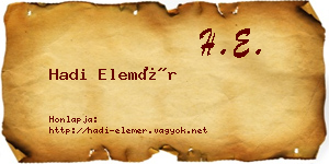 Hadi Elemér névjegykártya